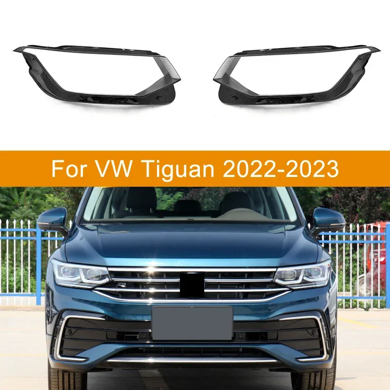 Pair For Volkswagen VW Tiguan L 2022-2023 Front Headlamp Cover Transparent Glass Shade Lamp Headlight Shell Lens Plexiglass