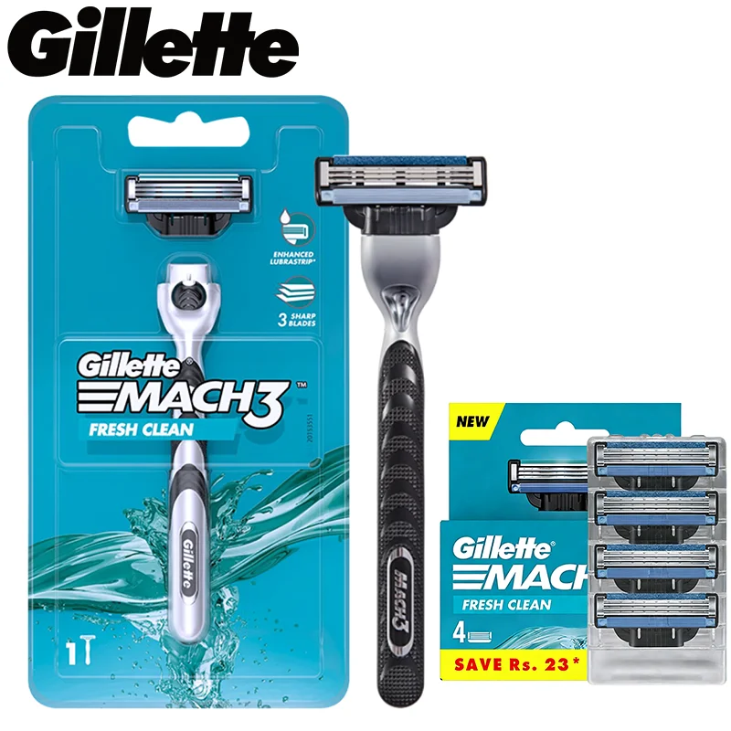 Maquinilla de afeitar Gillette Mach3, set de afeitado para hombre, cuchilla de afeitar de tres capas, cuchillas de afeitar Mach 3, material de acero inoxidable