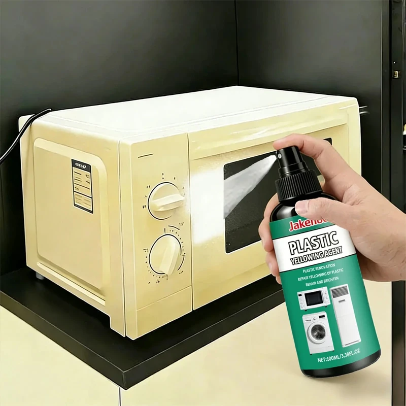 Detergente amarelo para remover manchas de plástico, limpador multiuso para eletrodomésticos, faróis de carro e sanitários, recupera o brilho.