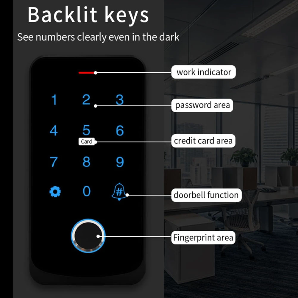 Tuya APP Access Control Keyboard Bluetooth Remote Control RFID IC M1 Card Fingerprint Access Keypad TF9-Tuya