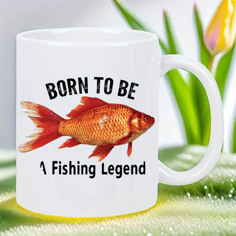 

Керамическая кружка Born to Be a Fishing Legend — белая кофейная чашка премиум-класса с ярким рыбным дизайном, только для мытья рук, идеально подходит для рыбалки