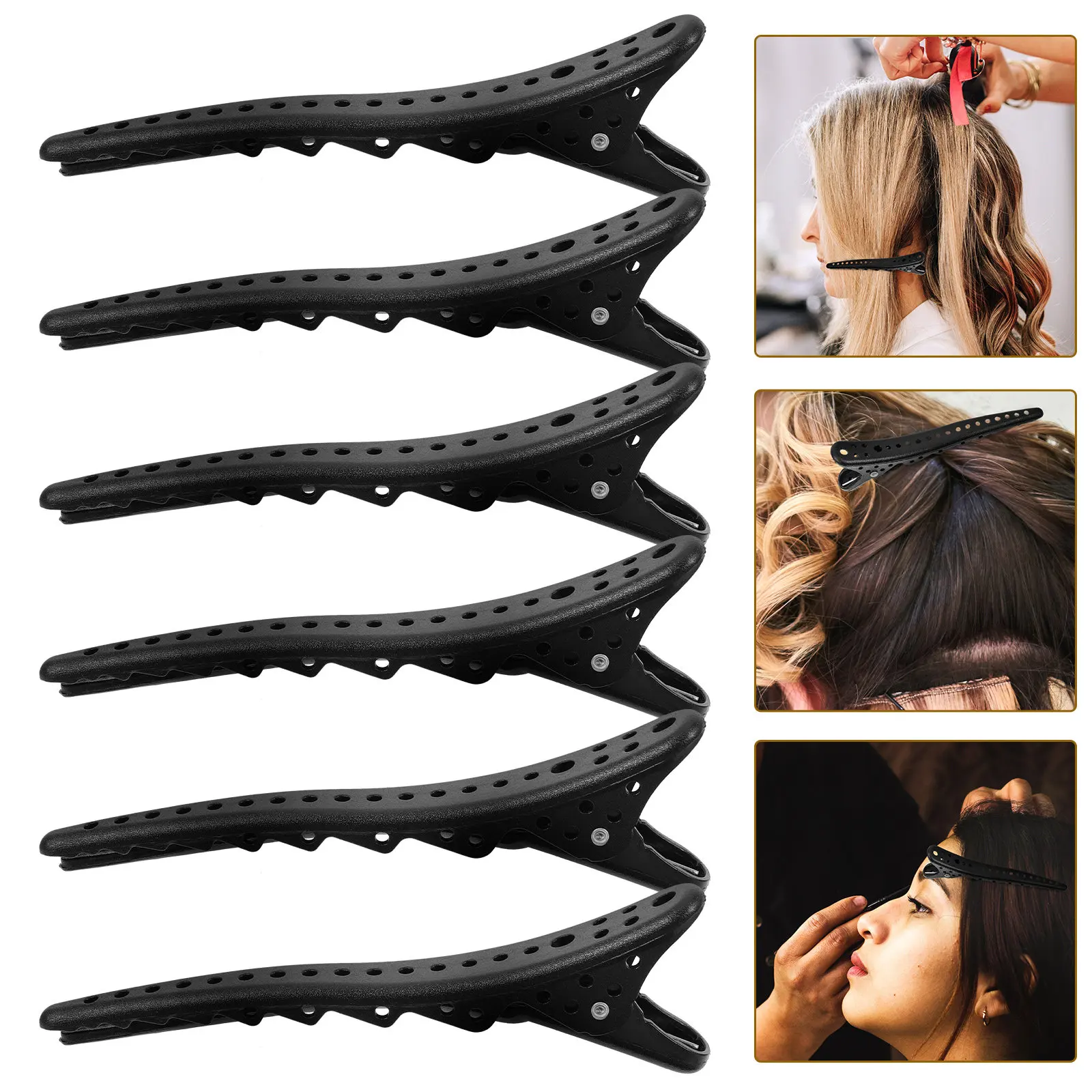 6Pcs Hair Sectioning Clips Durable Hair Stylist Clips with Holes for Styling Makeup Salon Accessories Hairdresser Tools
