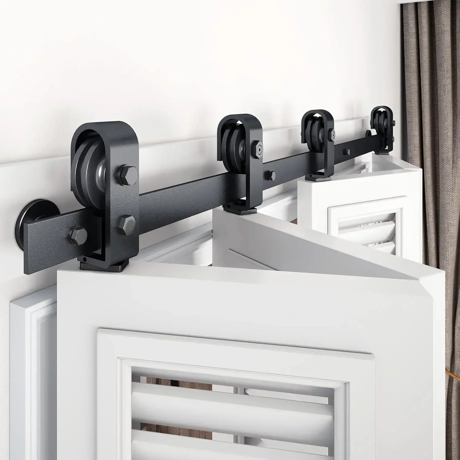 

EaseLife 72" Bi-folding Sliding Barn Door Hardware Track Kit for 4 Closet Door,Top Mount Roller,Heavy Duty,Slide Smoothly Quietl