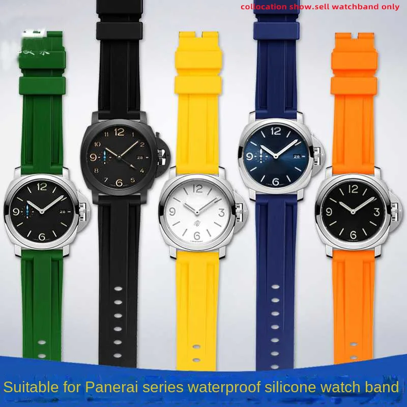 silicone watchband For men's PAM111 386 441 /1312 series wristband straps  22mm 24mm 26mmWaterproof sports bracelet