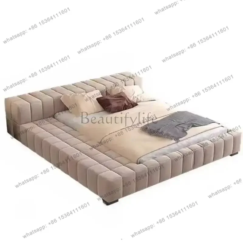LSWhite Duver Double Bed Board Decoration Adults Frame Luxury Double Bed Size Storage Modern Cama Matrimonial Furniture For Home