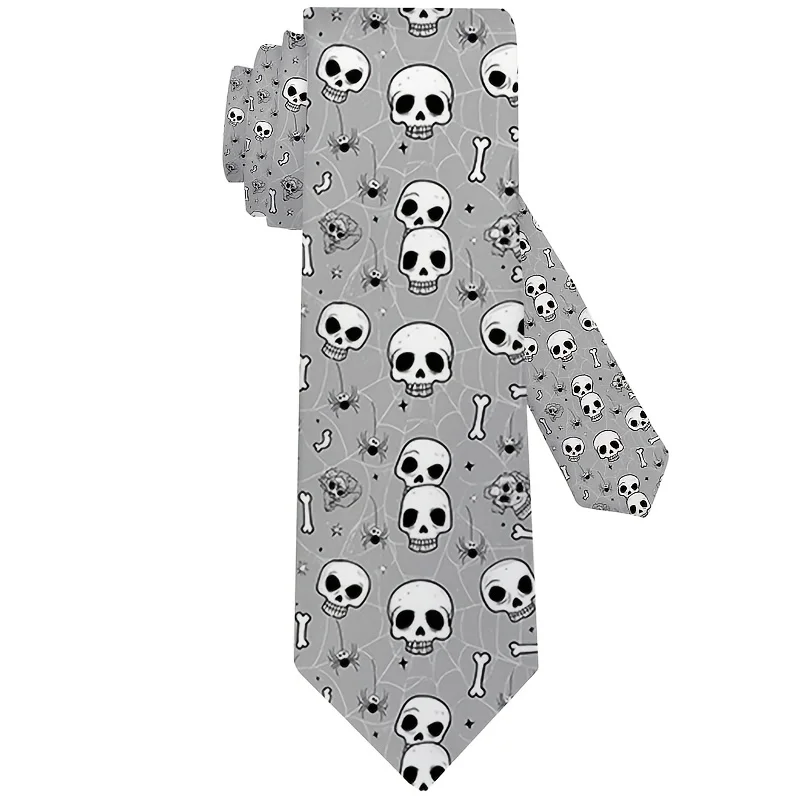 1pc, Skull Spider Pattern Printed Necktie A Stylish and Versatile Unisex Accessory a Popular Item for Creating a Refined Look