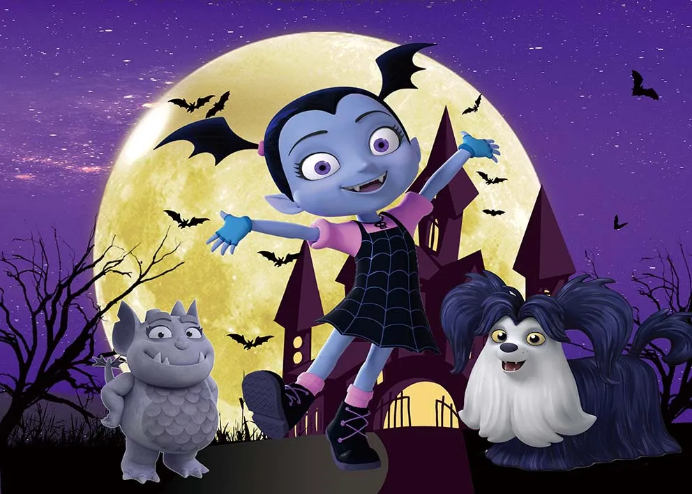 الكرتون Vampirina صورة خلفية الفتيات عيد ميلاد الأسنان فتاة هالوين الحفل حفلة التصوير خلفية ديكور الدعائم