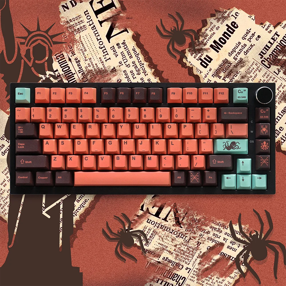 Personality GMK Copper Keycaps Sublimation 130 Keys Cherry Profile Keycaps for 61/64/68/87/104/108 Mx Switch Mechanical Keyboard