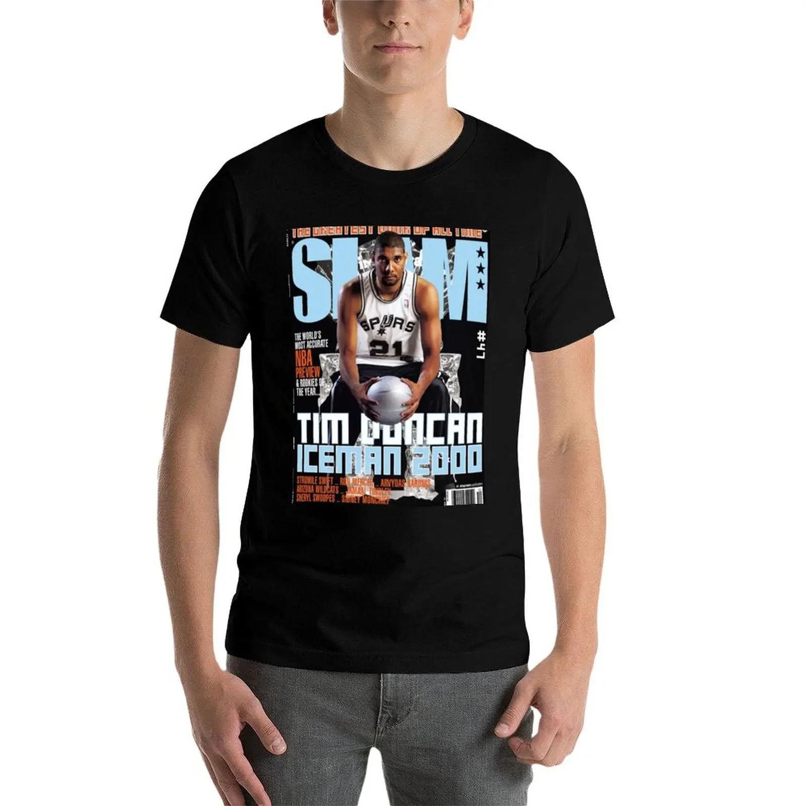 Tim Duncan vintage SLAM T-Shirt kawaii clothes summer clothes plus sizes mens t shirts top quality