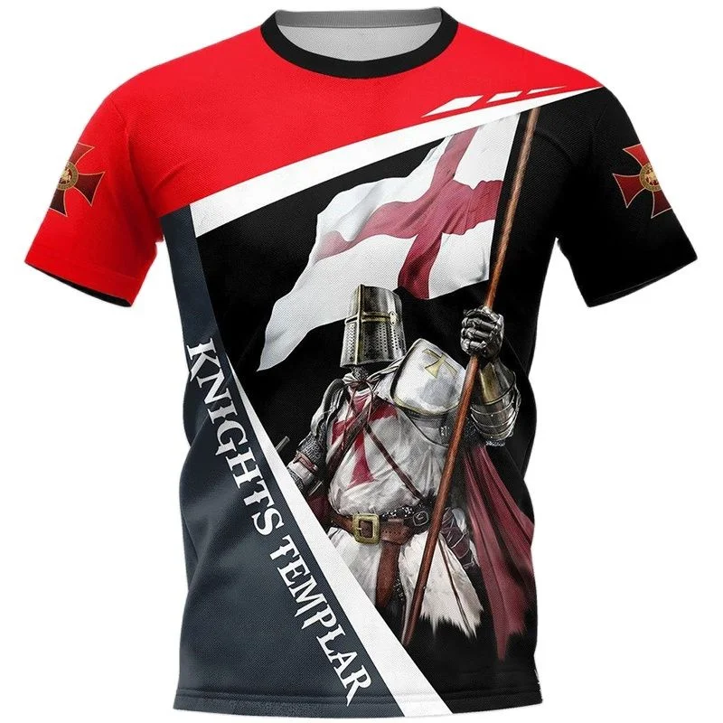 3D Cool Knights Templar Printed T Shirt Order Of The Knights Templar Graphic T-shirts For Men Kid Fashion Short Sleeves Clothing