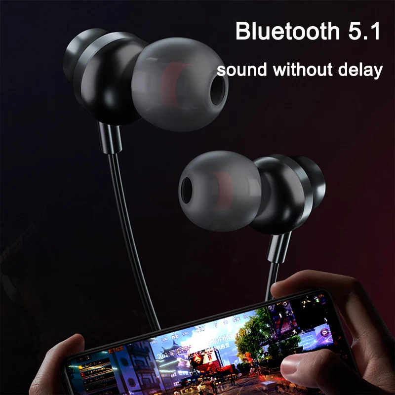 Беспроводные наушники V5.1 Bluetooth-совместимые наушники бас стерео беспроводные наушники с шейным ободом шумоподавление наушники