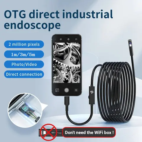 Single/Dual Lens Endoscope Camera for iPhone iPad IOS Android Type-C LED Light Borescope Inspection Camera for Industrial Use
