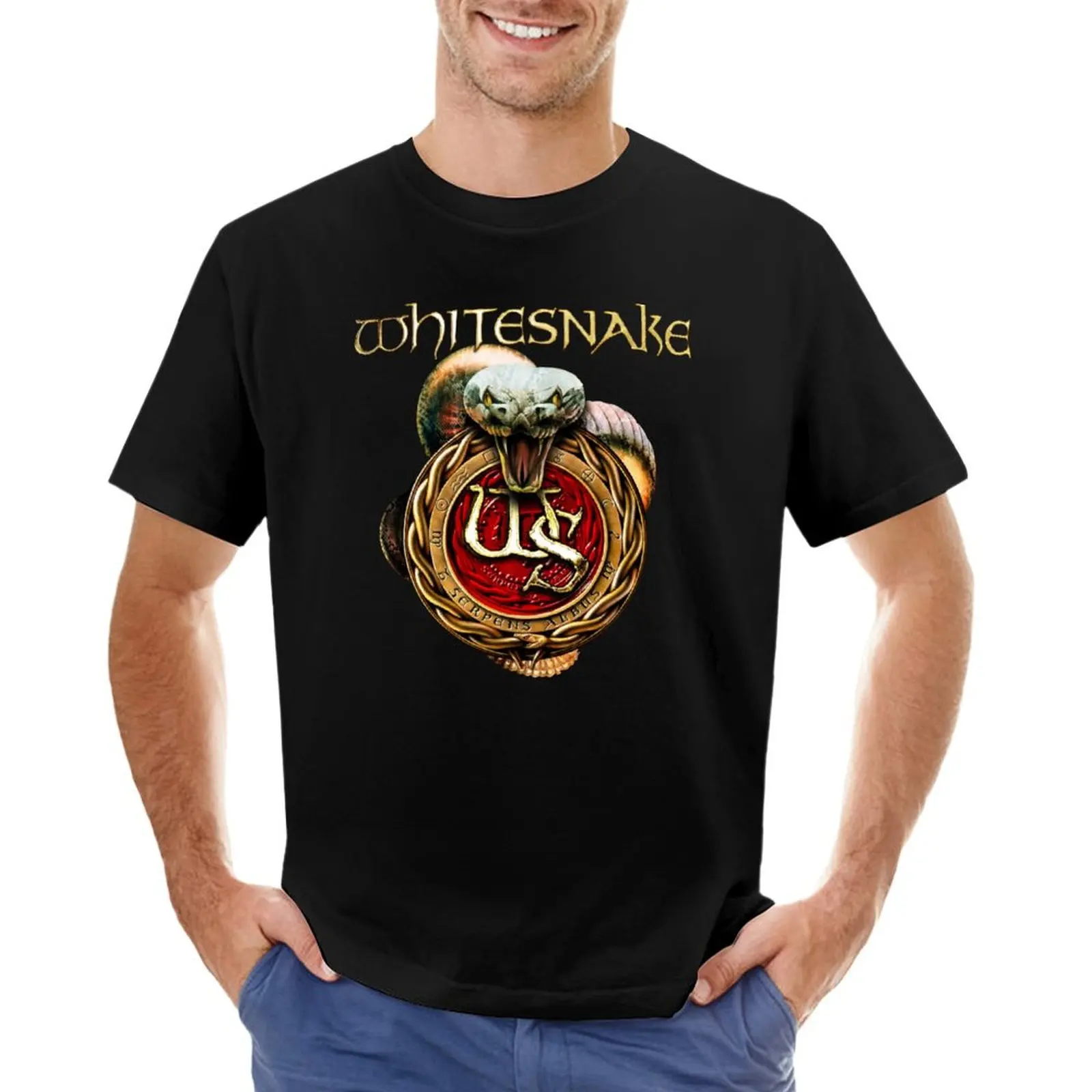 Whitesnake - Snake in medallion logo T-Shirt sports fans quick drying t shirt men