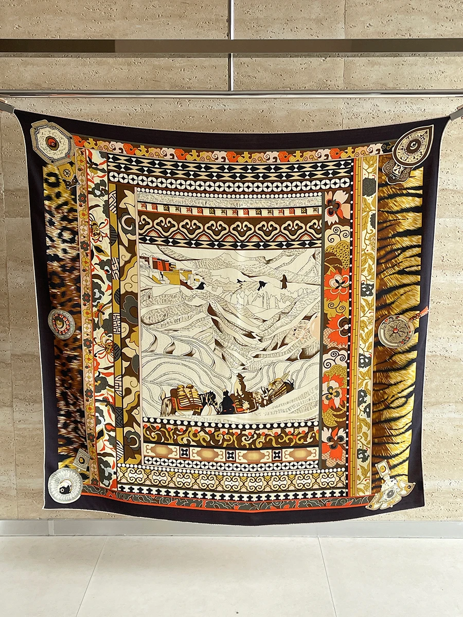 

Double Face Scarf Winter Large Shawls Women Silk Wool Scarves Mother Christmas Gift Edges Rolled Edges Pashmina 135CM