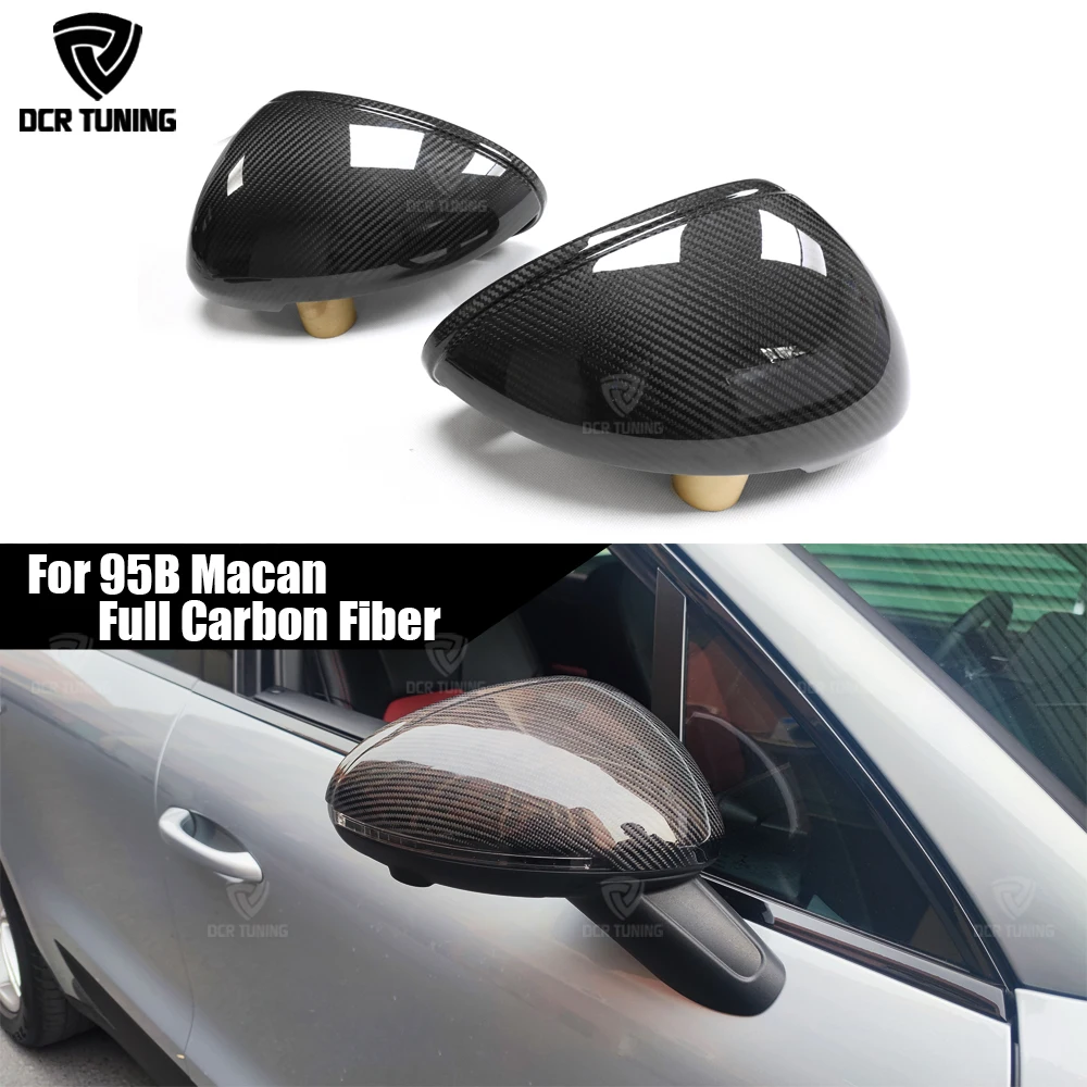 For Porsche 2014 - 25 Macan 95B Real Full Dry Carbon Fiber Replace Side Mirror Cover Rear View Mirror Caps