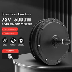 Ebike Fat Tire Motor 72V 3000W 4.0Tyre Brushless Rear Hub Motor Wheel Dropout 170/190mm For Snow Electric Bike Conversion Kit ﻿