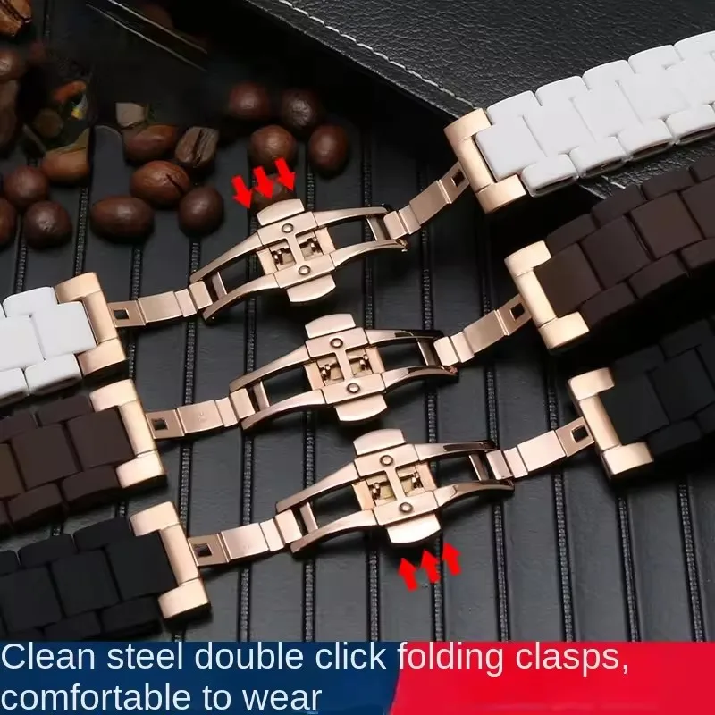 Silicone Rubber Clad Steel Watchband Watch Chain for Armani Bracelet AR5889/5890/5905/5920/5906 Men 23mm and Women 20mm Straps