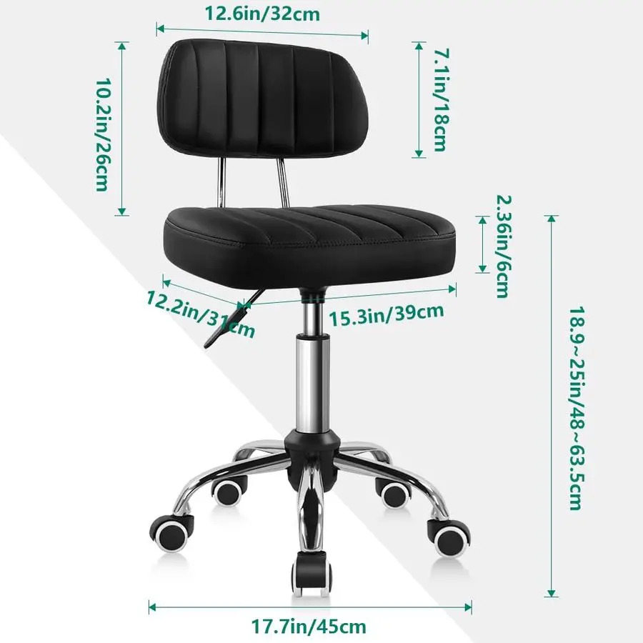 Square Swivel Stool with Wheel for Work SPA Shop Massage HeightAdjustable and CostEffective Rolling Stool Chair with Back