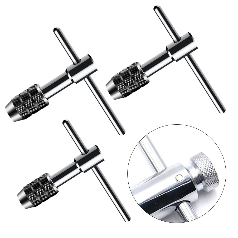 Adjustable T-Handle Ratchet Tap Holder Wrench Machine Screw Thread Metric Bothway Hand Screw Tap Set Manual Tapping Tool Kit