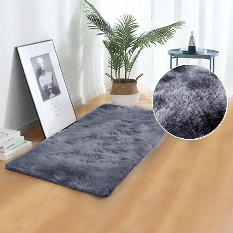 VIKAMA 40X60CM Silk Wool Rug Thickened Bedside Living Room Nursery Soft Home Decor Carpet Washable Dirt Repellent Mat