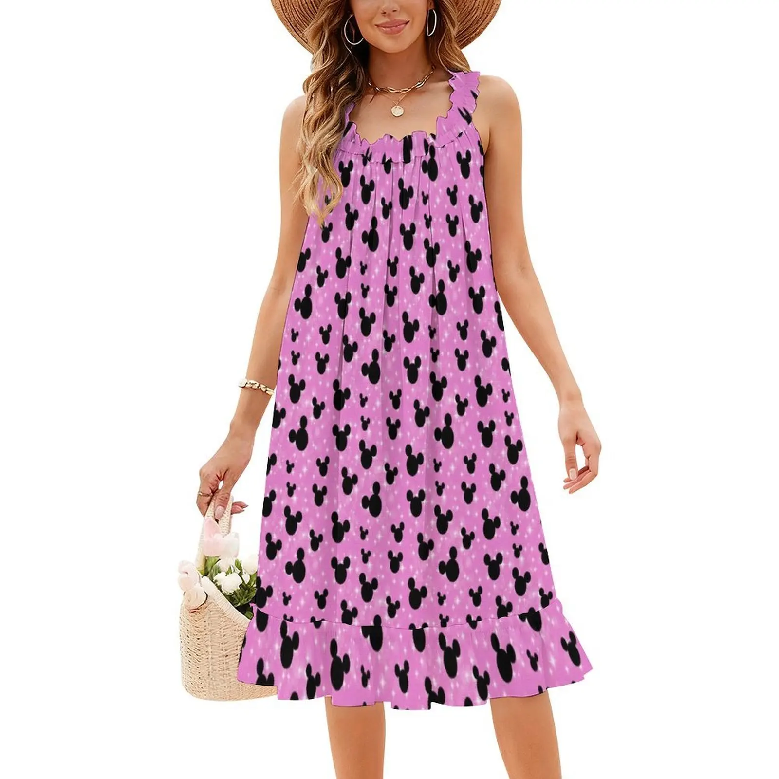 حار الوردي حكاية البريق الأزهار سموك اللباس للنساء الربيع الصيف فستان كاجوال للحزب القلعة الأميرة ذات مرة #5