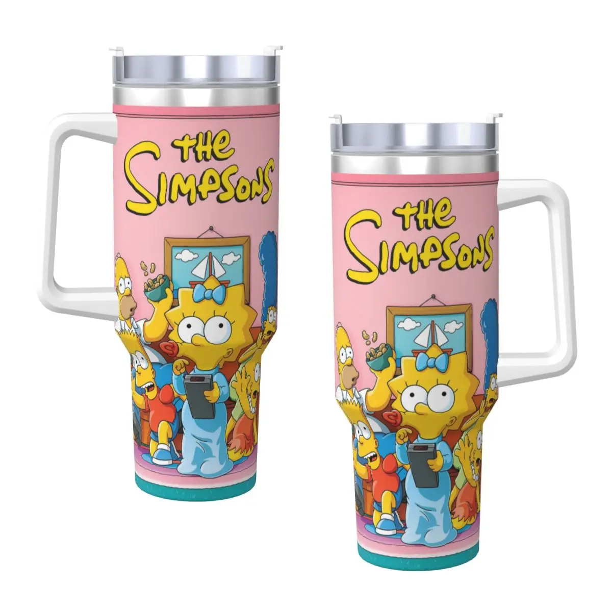 The Simpsons TV Poster Tumbler Hot Drinks Water Bottle Insulated Stainless Steel Thermal Cups Custom Driving Car Mugs