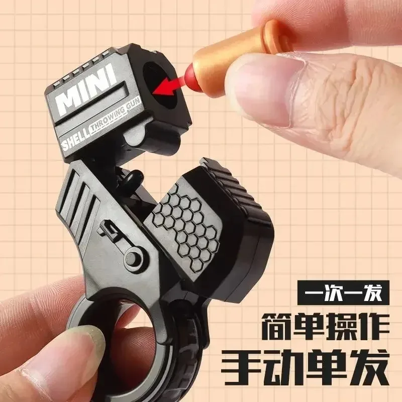Toy Mini Shell Ejecting Toy Gun Anti Stress Hand Spinner Ring Pistol Birthday Gift Game Gold Finger Stress Relief