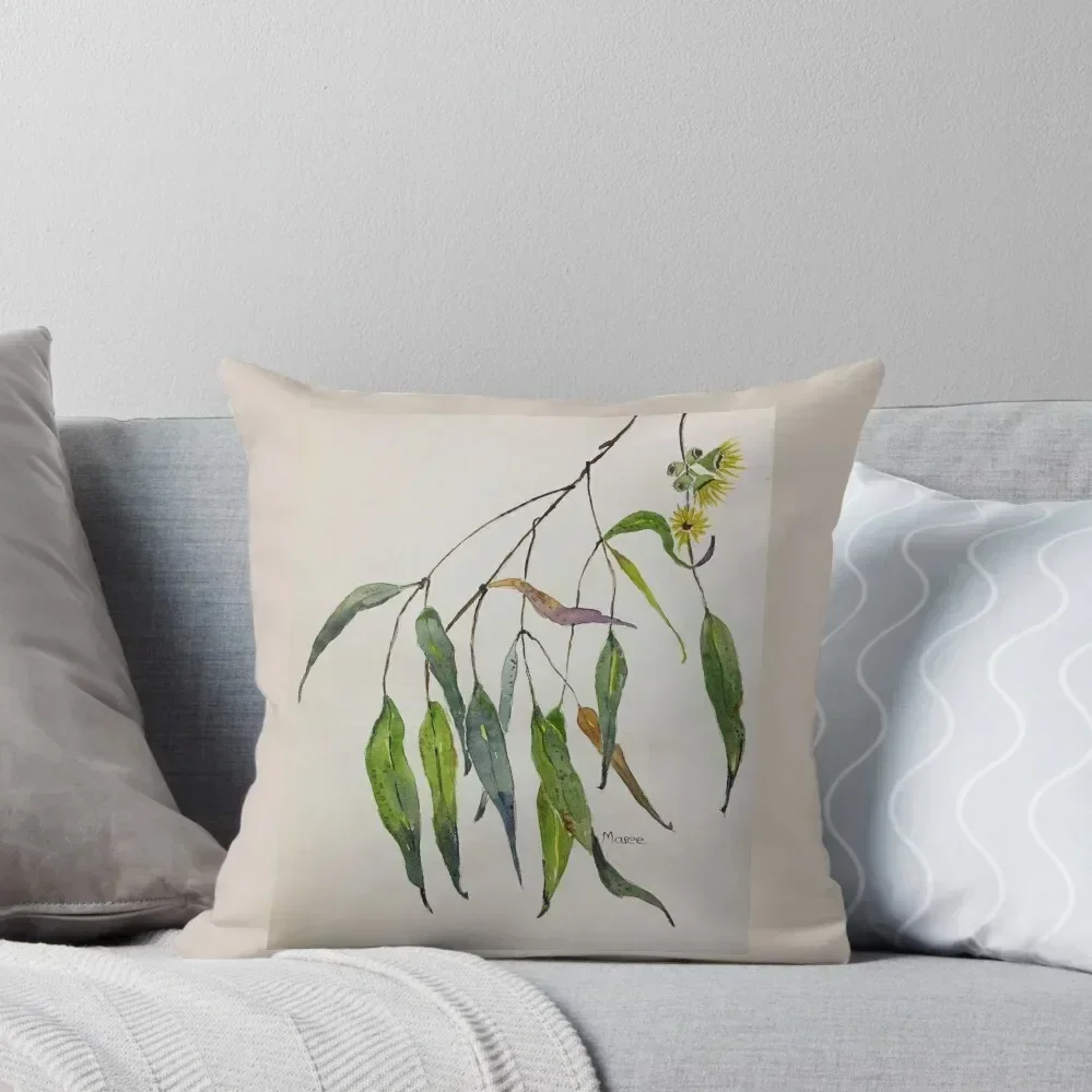 

Gum leaves - Botanical illustration Throw Pillow autumn pillowcase home decor items christmas pillowcases pillow