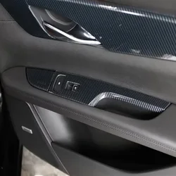 LHD For Cadillac CT6 2016-2020 ABS Carbon Fiber Car Window Glass Lift Button Switch Cover Trim Door Armrest Panel Accessories