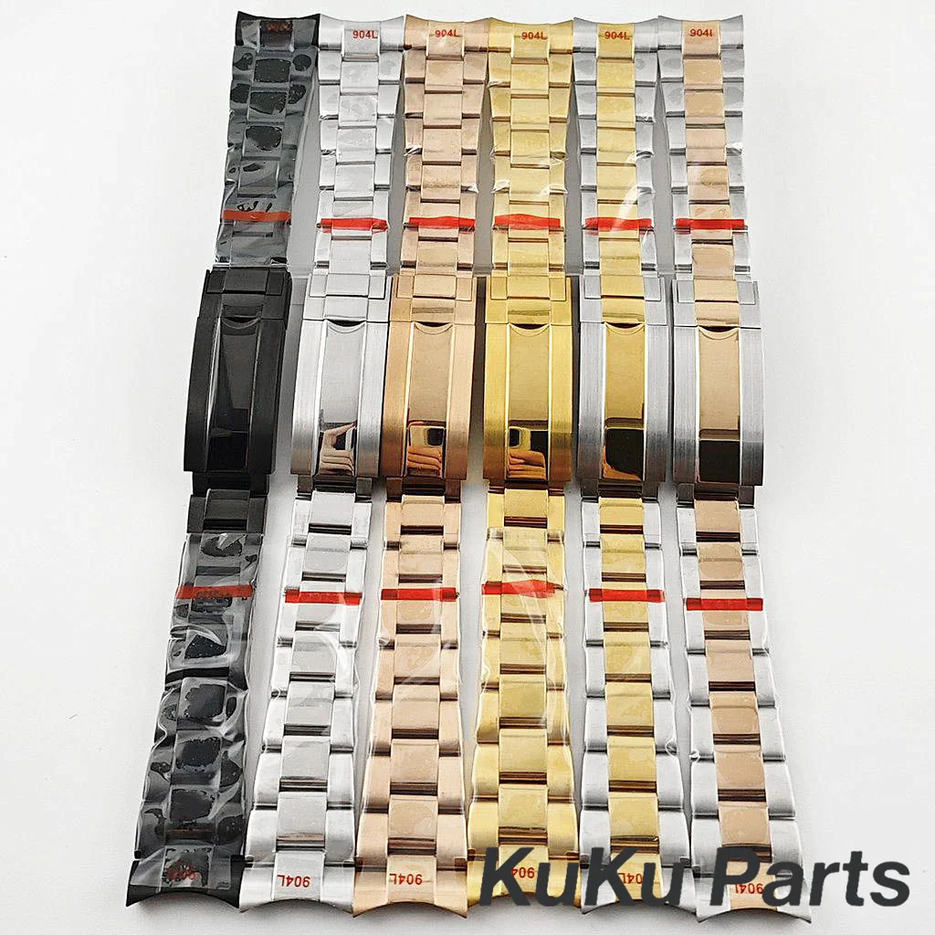 20MM幅ソリッドブレスレット904Lステンレスブラッシュドポリッシュオイスターブレスレットグライドロッククラスプリストバンド（NH35/NH36サブマリーナー風腕時計用）