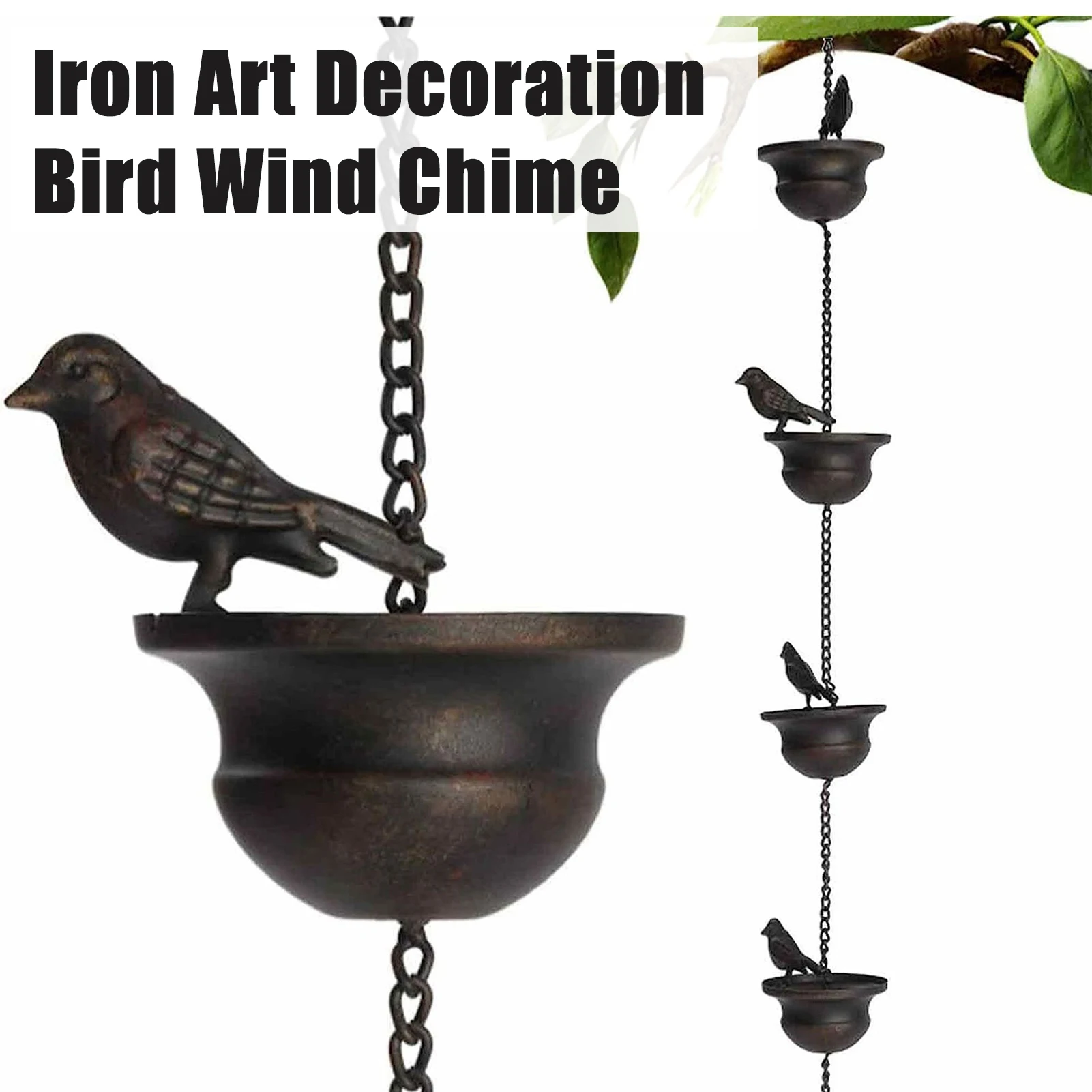 

1 Pc Creative Birds Metal Rain Chain Rain Catcher for Courtyard Gutter Roof Decoration Metal Drainage Rain Chain Downspout Tool