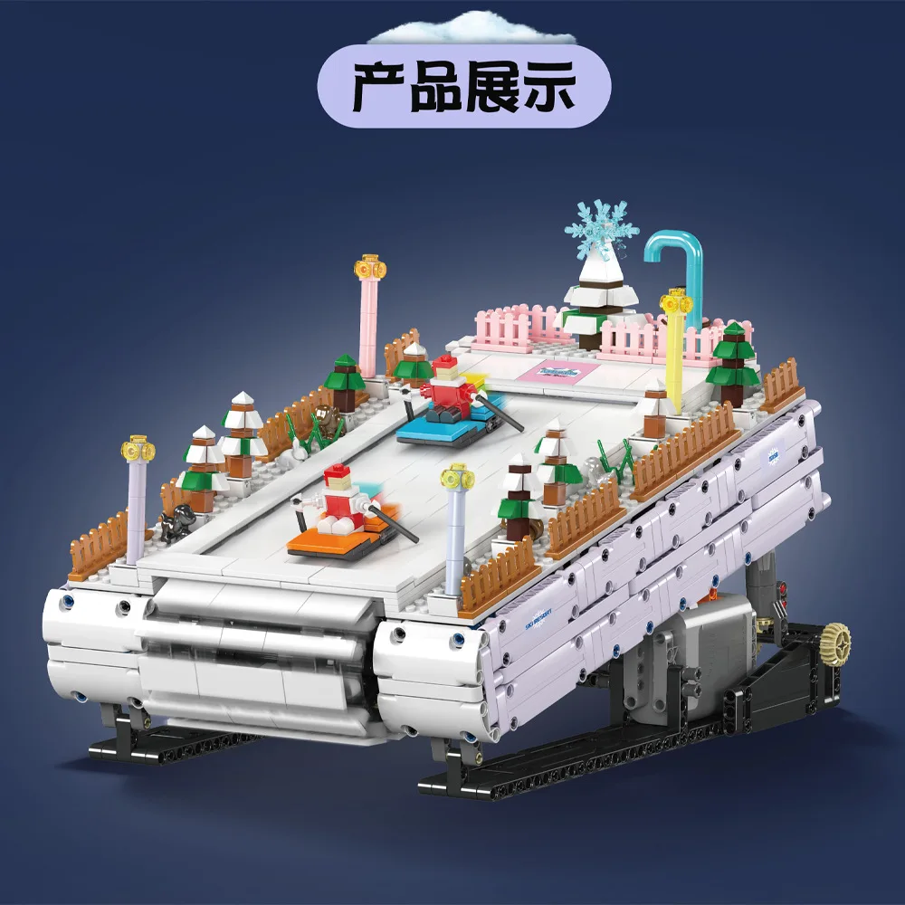 Bloques de construcción mecánicos de alta tecnología para esquí eléctrico, modelo de potencia modificada, juguetes de ladrillos compatibles con LEGO