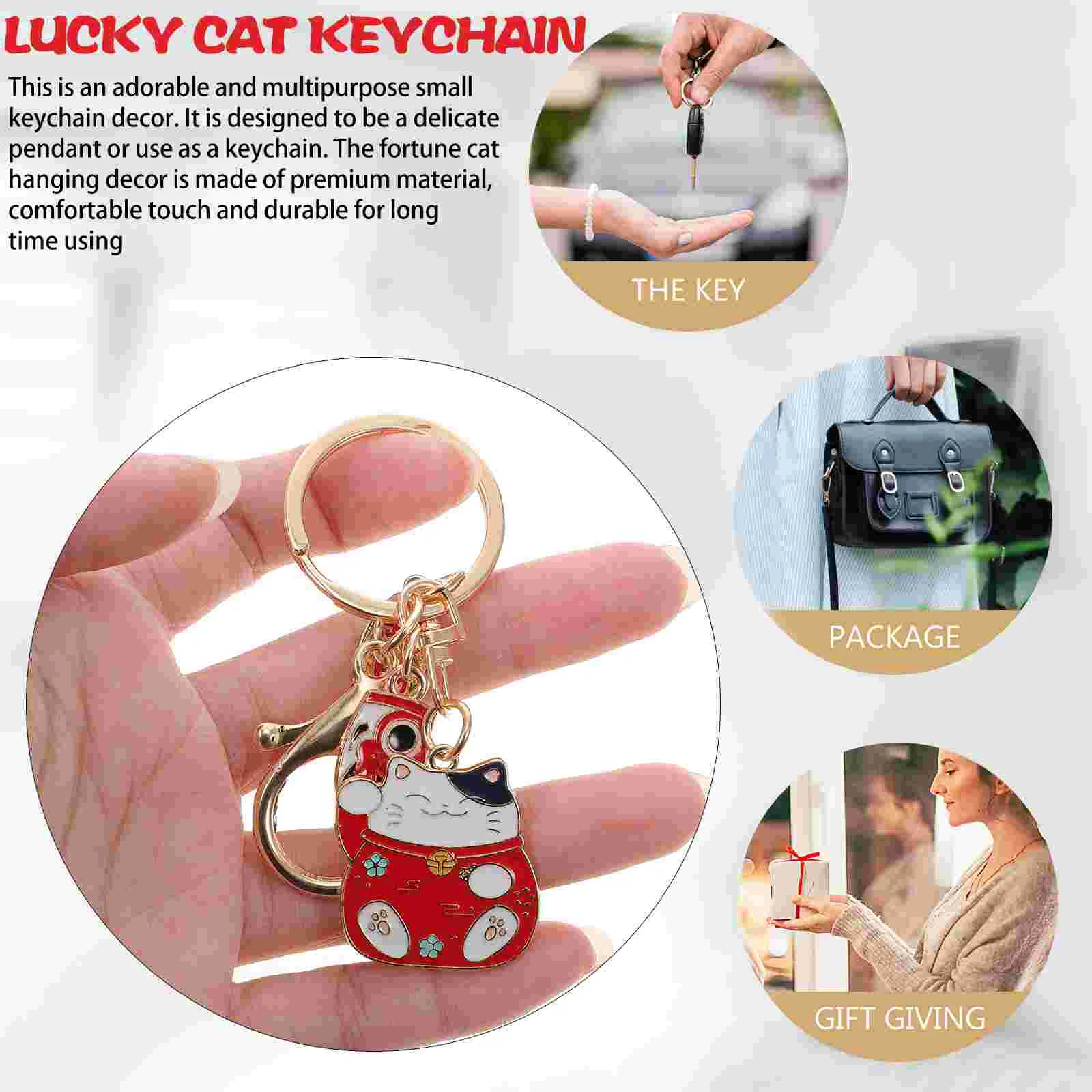 2 Pcs Key Ring Baby Toys Accessory Bag Decoration Lanyard Cat Pendant Zinc Alloy Hanging Father New Year Themed Keychain