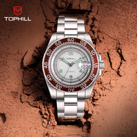 TOPHILL Gradient Dial Mens Mechanical Watch 41mm Flat Sapphire Glass Calendar Luminous Automatic Wristwatches 30m Waterproof