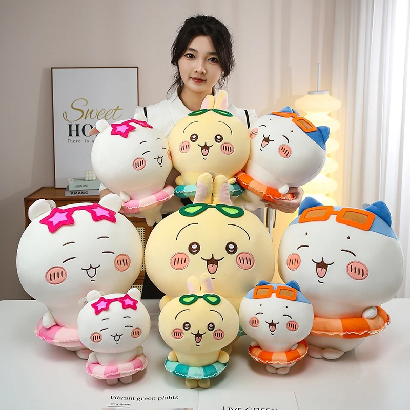 

Large Size Swimming Ring Series Usachi Chiikawa Doll Kawaii Plush Toy Peripheral Self-deprecating Bear hachiware Pillow Cushion