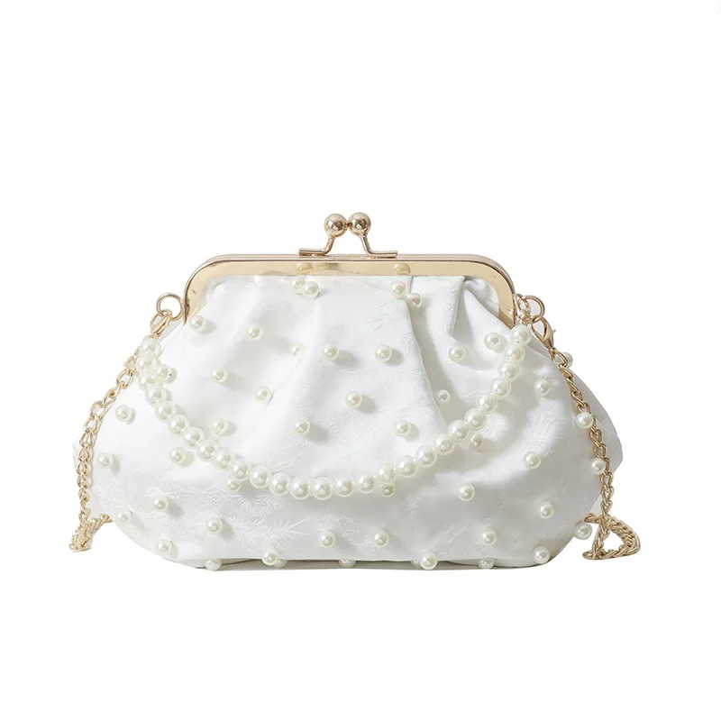 Summer Green White Seashell Shape Small Clutches Handbags Classic Fashion Ladies Daily Shoulder Bag Crossbody Chain For Women