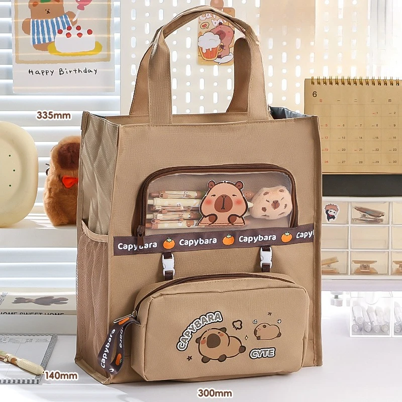 حقيبة إضافية، حقيبة أقلام، حقيبة تخزين قماشية، مؤسسة تدريب، صندوق قرطاسية كيبارابا من القماش البسيط #5