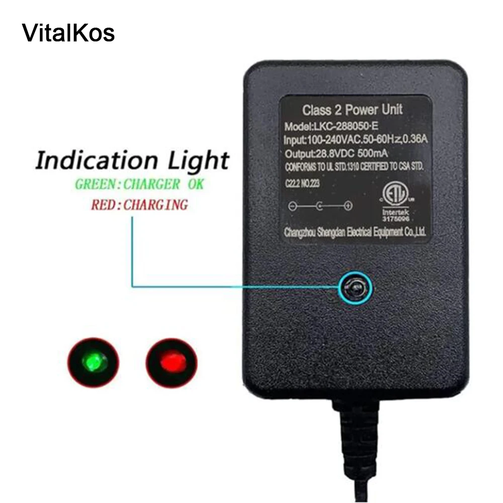 VitalKos 28.8Volt  Ride On Charger with Charging Indicator Light for 24V  US specifications Ride On Accessories