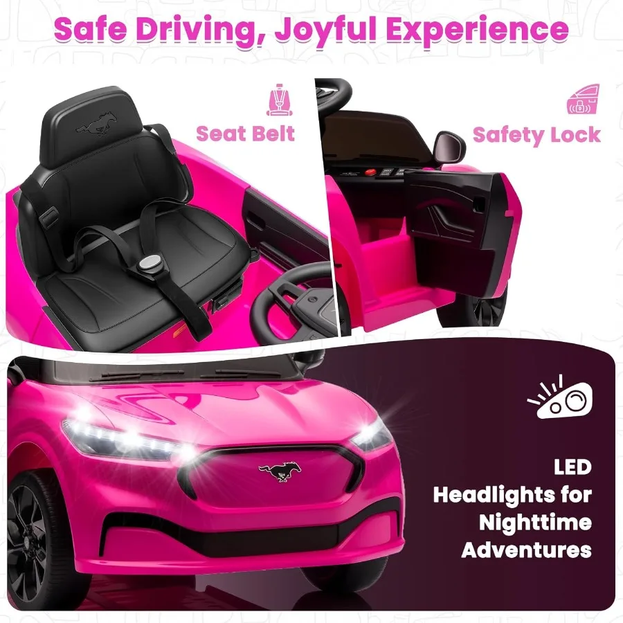 Auto da giro elettrica per bambini, Auto elettrica per bambini 12V con telecomando, Giocattoli da giro per bambini con luci a LED, Lettore musicale