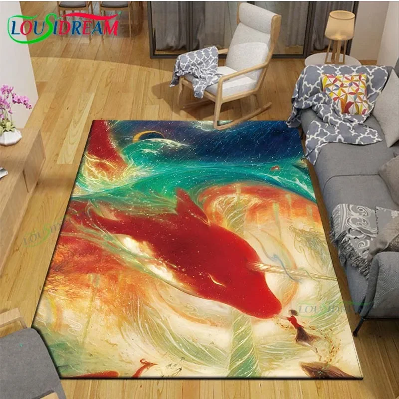 

China Cartoon Film Big-Fish-Begonia Koi Carpet Living Room Bedside Mat Fashion Floor Mat Area Rug Door Mat Bedroom Decoration