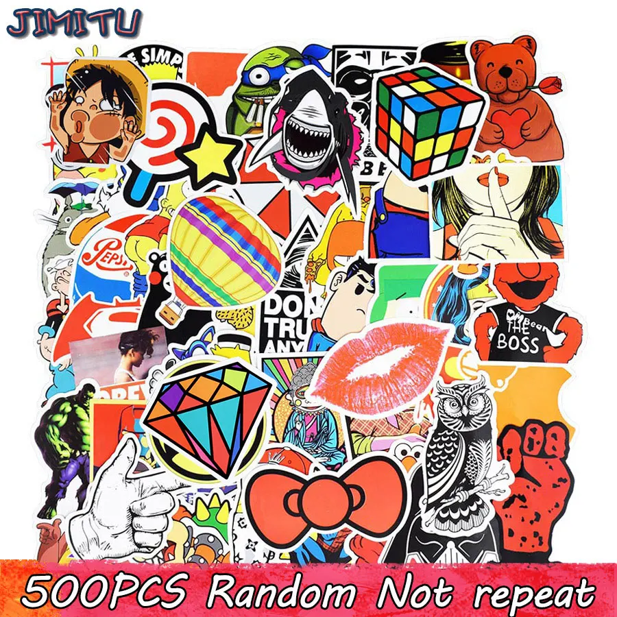 

500pcs Random Hot Sale Stickers Kid's Toy Cartoon Funny Sticker for Skateboard Laptop Suitcase Moto Bicycle Bedroom DIY Stickers