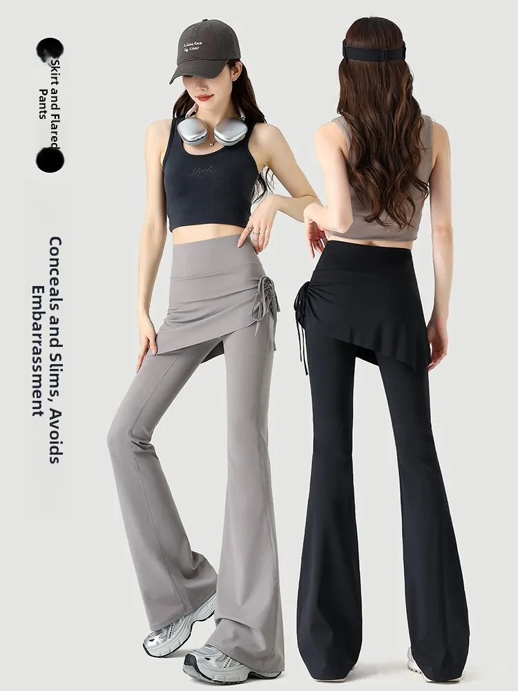 

High Waist Yoga Pants Women's Bell Bottom Fitness Training Pants Pilates Exercise Sports Bottoms Tight Fit Nylon Spandex