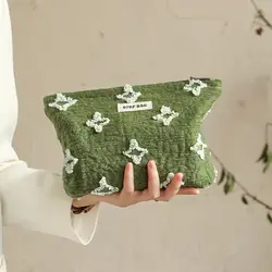 Borsa cosmetica da donna borsa da viaggio per rossetto da trucco verde di grande capacità borsa da toilette da viaggio borsa da viaggio pratica pochette a mano Ins