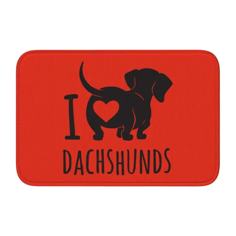 Custom I Love Dachshunds Front Floor Door Entrance Welcome Mats Sausage Badger Wiener Dog Kitchen Bath Doormat Rug Footpad