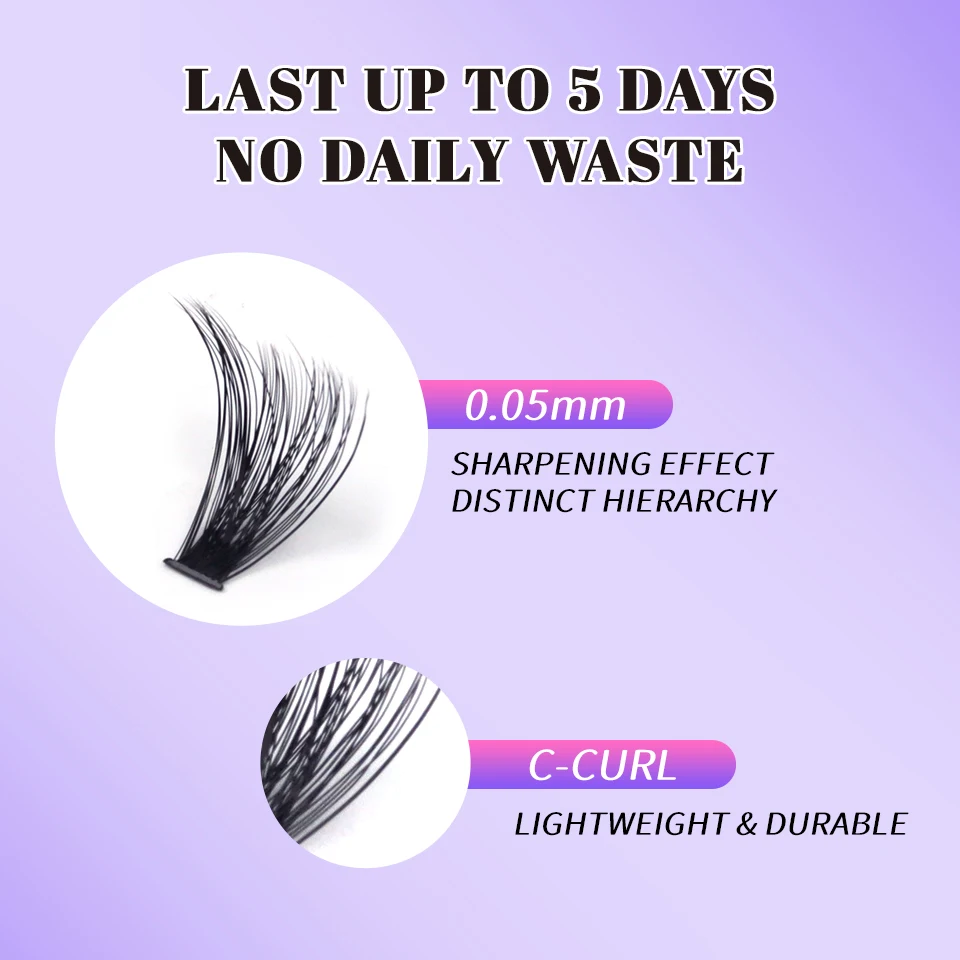 DIY Wimpernverlängerung Mix Styles Wimperncluster individuell mit Bond & Seal Remover Pinzette Wimpernbürste für selbstzutragendes Make-up