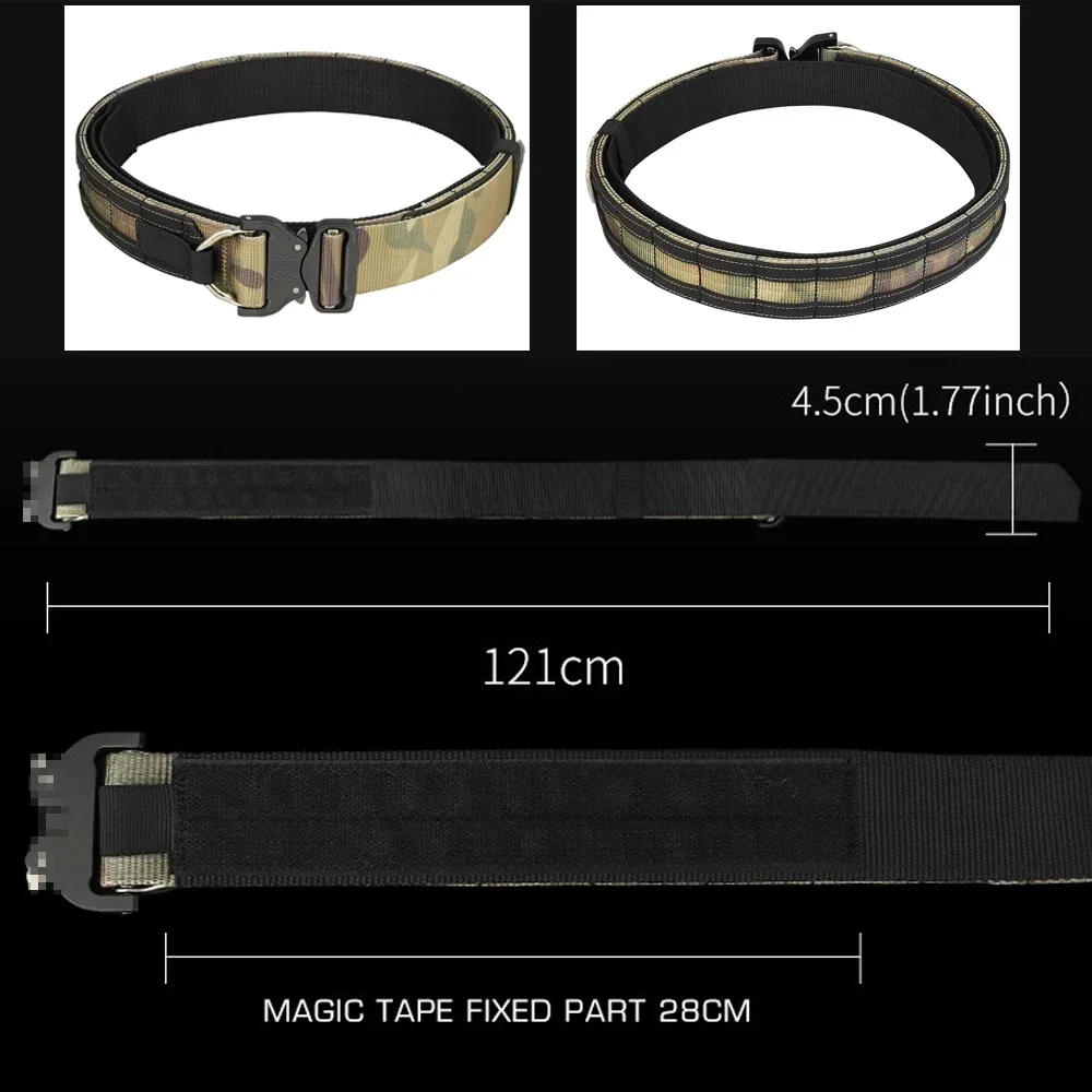 Tactical Knight Belt Multilayer Combination Quick Release Metal Buckle Hunting Combat MOLLE Belt CS Shooting Airsoft Men's Belt