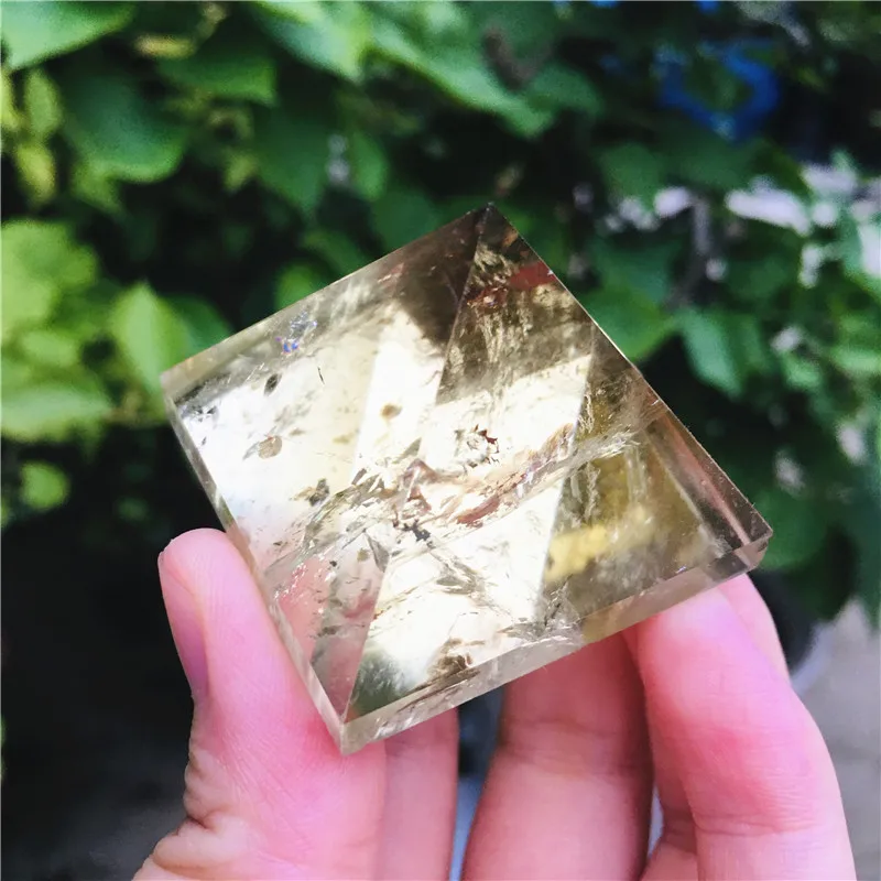 40mm natural yellow quartz crystal pyramid point healing as gift