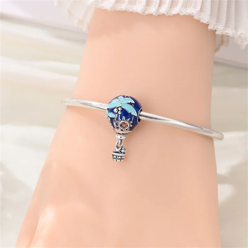 

925 Sterling Silver Sparkling Sweet Ocean Hot Air Balloon Charms Beads Fit Original Bracelet DIY Women Birthday Jewelry Gifts