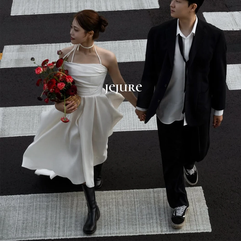 

Bowith Korean Wedding Party Dresses Customized Gorgeous Soft Satin Wedding Snap Dresses Girls Bridal Reception Dresses