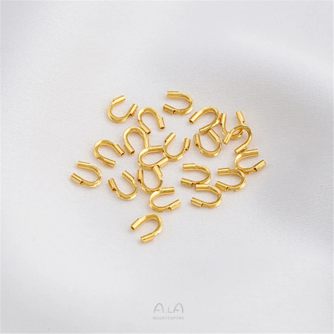 Hebilla de herradura en forma de U de alta calidad recubierta de oro de 14K, hebilla protectora de hilo, alambre de acero con cuentas, accesorios de bricolaje hechos a mano